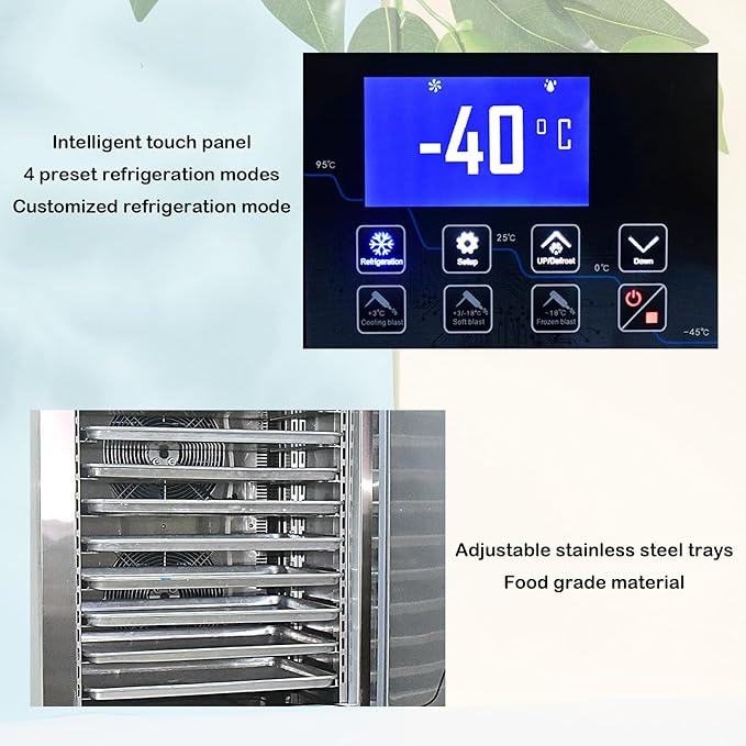 Kolice Commercial Heavy Duty 10 Trays Bakery Shock Freezing Blast Chiller & Freezer-Freezing Dough,Dumplings,Sea Food,Beef,Chicken-Lowest Temperature -40°F in Hotel,Restaurant,Bakery.School