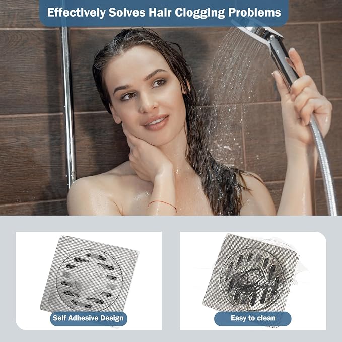 10Pcs Shower Drain Hair Catcher, Disposable Drain Stickers, Fine Mesh Freely - Image 2
