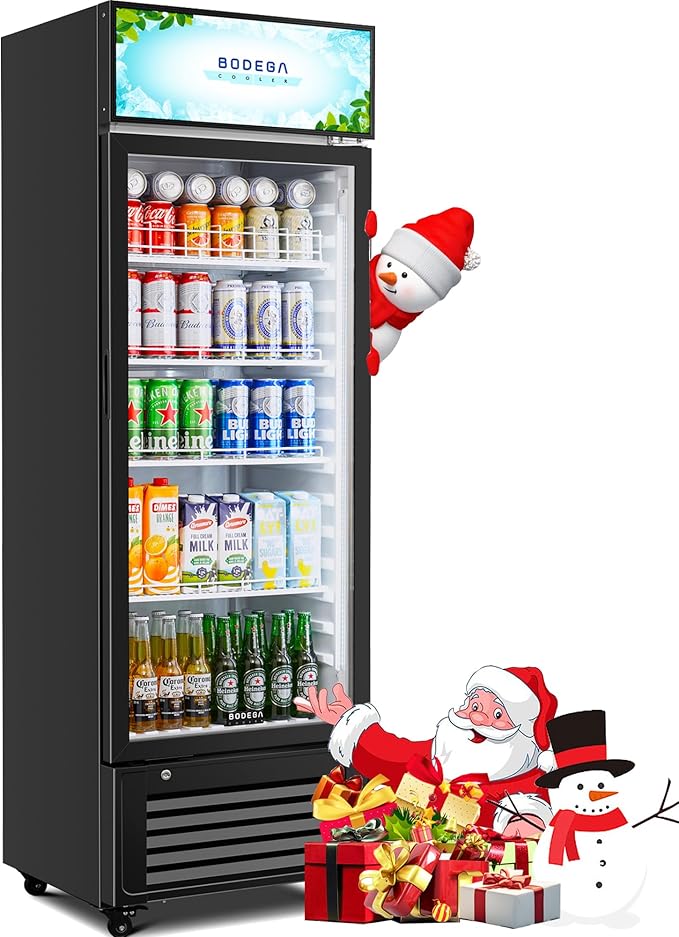 BODEGACOOLER Beverage Refrigerator, 321L/339 Qt Commercial Refrigerator For Kitchen, Home,Office and Garage, 300 Cans & 160 Bottles Display Refrigerator For Beer,Soda, Bar Cooler with Soft LED Light.