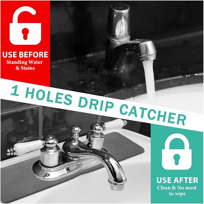 Tioncy 2 Pcs Faucet Mat Sink Splash Guard Oval-hole Oval Splash Pad - Image 4