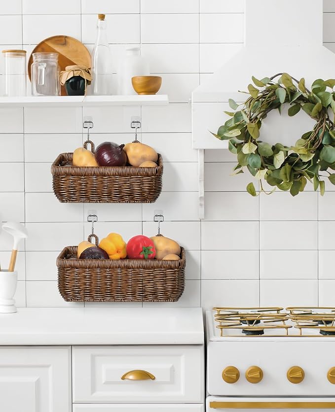 AceList Wall Hanging Basket, Boho Style Hand-Woven Hanging Storage Baskets - Image 5