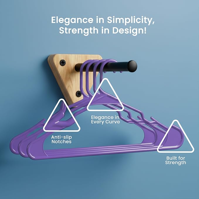 Utopia Home Plastic Hangers 50 Pack – Space Saving Clothes Hanger Purple | - Image 5