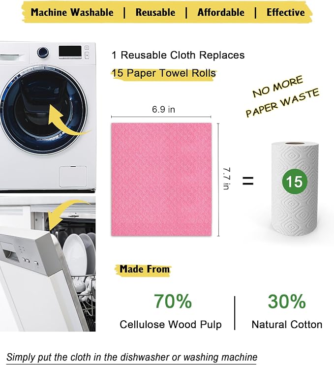 MoLKENE Swedish Dishcloths for Kitchen, 6 Pack Reusable Paper Towels, Absorbent - Image 4