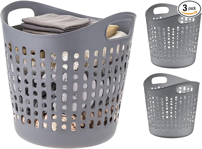 IRIS USA Plastic Laundry Hamper, 40L- 3 PK, Ventilation by IRISUSA
