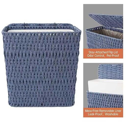Coeusy 3 Gallon Paper Rope Bathroom Trash Can, Small Wicker Trash Cans - Image 6