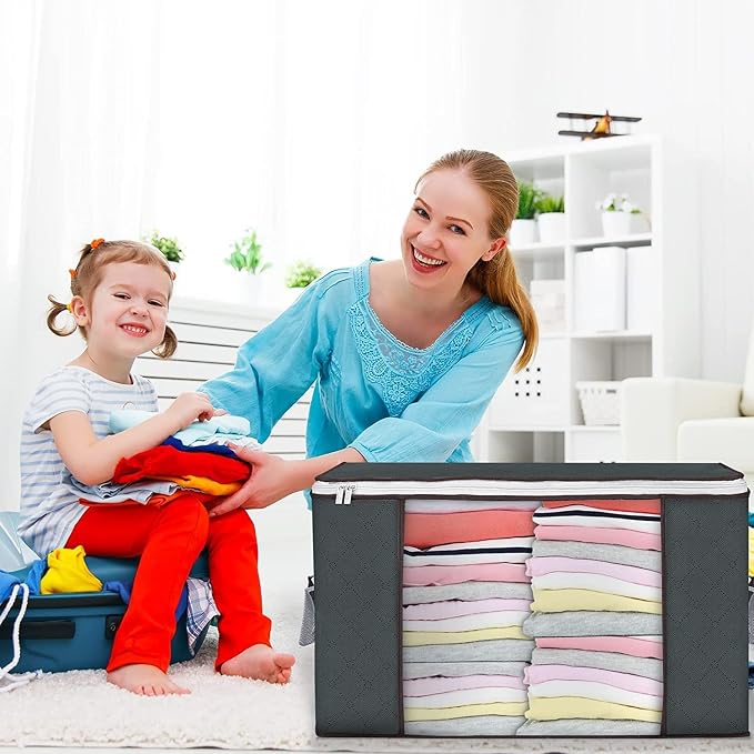 90L Large Storage Bags, 8 Pack Clothes Storage Bins Closet Organizers | - Image 6