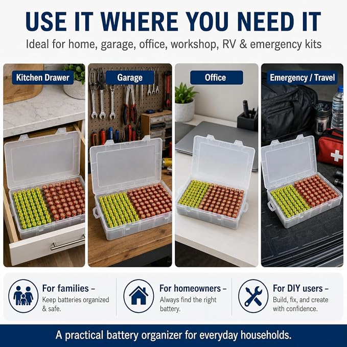 Xuerdon 134-Slot Battery Organizer Storage Case - Image 6