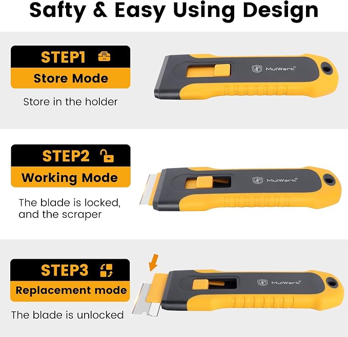 MulWark Razor Blade Scraper, 2 Pack Razor Scraper Tool - Image 5