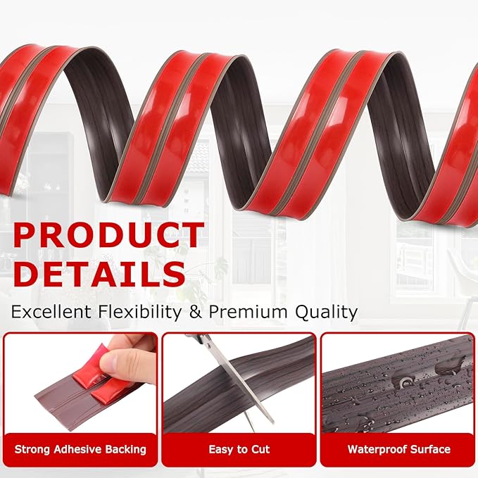 Flexible Wall Corner Protector Moulding Trim Peel and Stick Wall Corner Guards Edge Protector Self Adhesive Molding Trim Strip for Edge Ceiling (Dark Walnut Wood Grain, 0.8 in x 10 Ft)