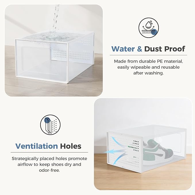 DUMOS Shoe Storage Boxes, 15 Pack Stackable Clear Shoe Containers - Image 3