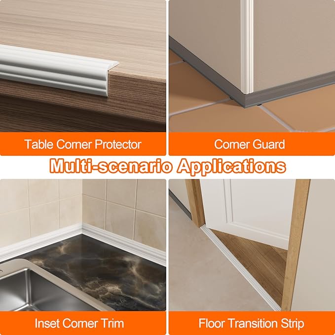 Wall Corner Protector & Edge Guard，Peel and Stick Wall Trim Moulding Inside & Outside Corner Molding Trim Caulk Strip, Self Adhesive Trim for Wall Edge,Ceiling,Countertop, 1.6” W x40’ L, White