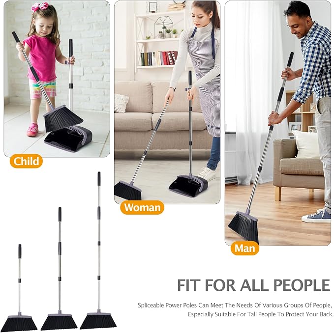 Broom and Dustpan Combo Set, Charcoal | Heavy Dust, Dustpans - Image 8