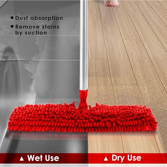 Two Sided Dust Mop for Floor Cleaning, 360°Microfiber Mop - Image 4
