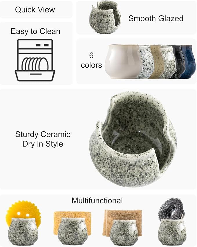 Zoeeker Sponge Holder, Ceramic Sponge Holder - Image 2