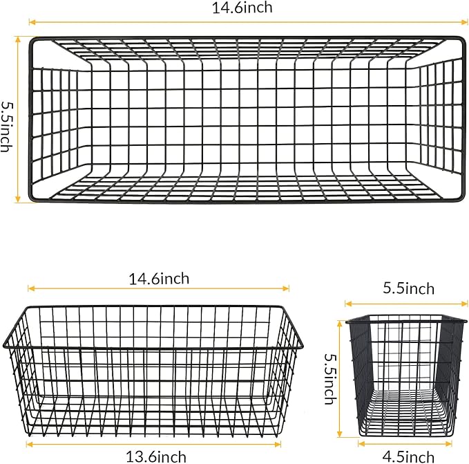 Kinlink 2 Sets Black Extra Large Hanging Wall Basket - Image 2