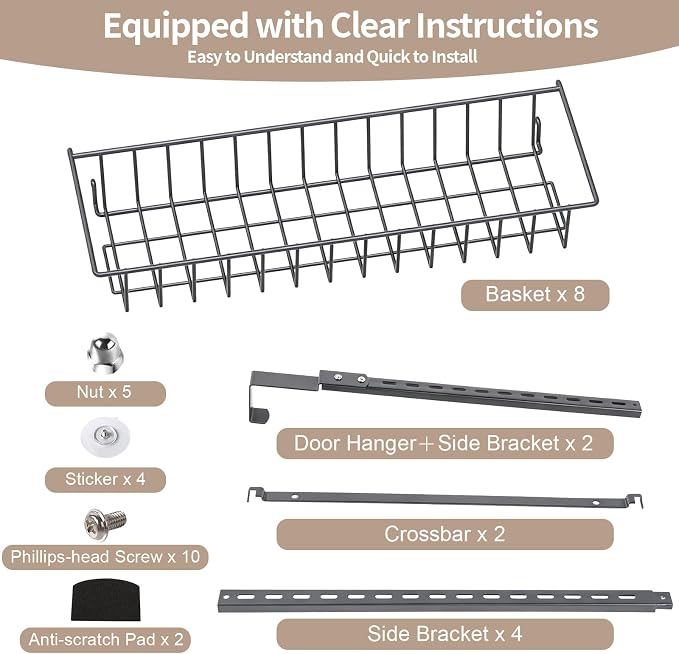 ElegantArray 8-Tier Pantry Door Organizer, Deep Gray - Image 8