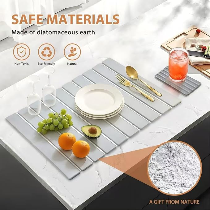 2 PCS Large Stone Dish Drying Mat - Image 4