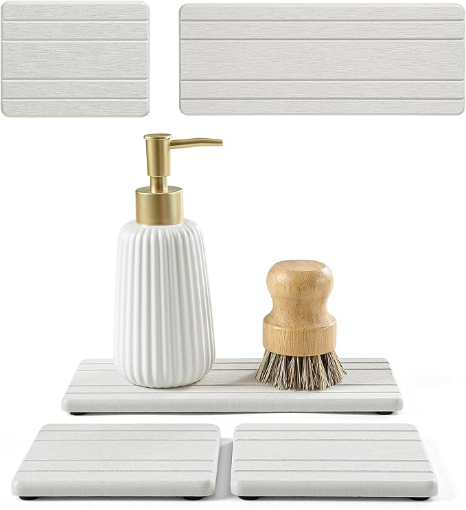 3 Pack Diatomite Stone Sink Tray, Water Absorbing Mat by Homdiva