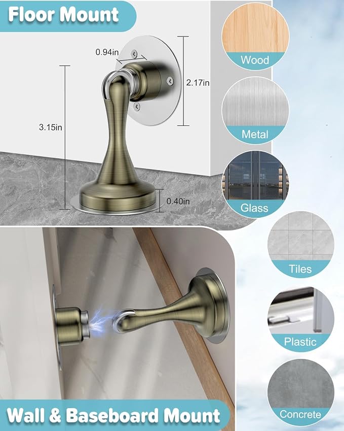 Door Stoppers Magnetic Door Catch, Stainless Steel Magnetic Door Stop 2 Pack - Image 3
