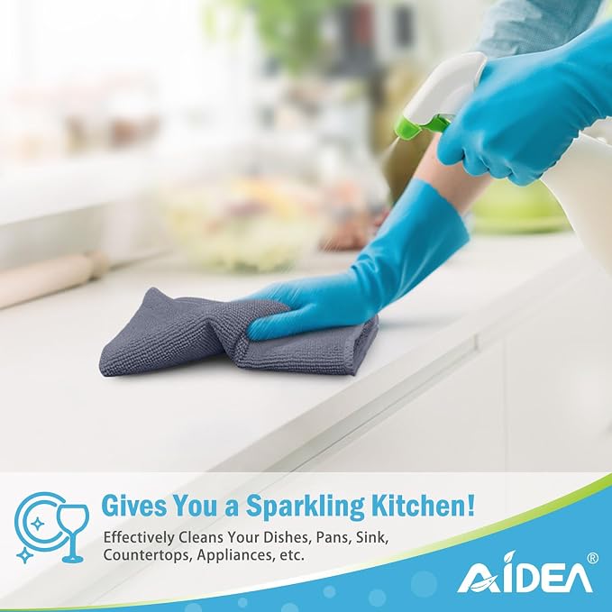 AIDEA Gray Microfiber Cleaning Cloth-24PK, Cleaning Rags 12"x 16" Absorbent | - Image 5