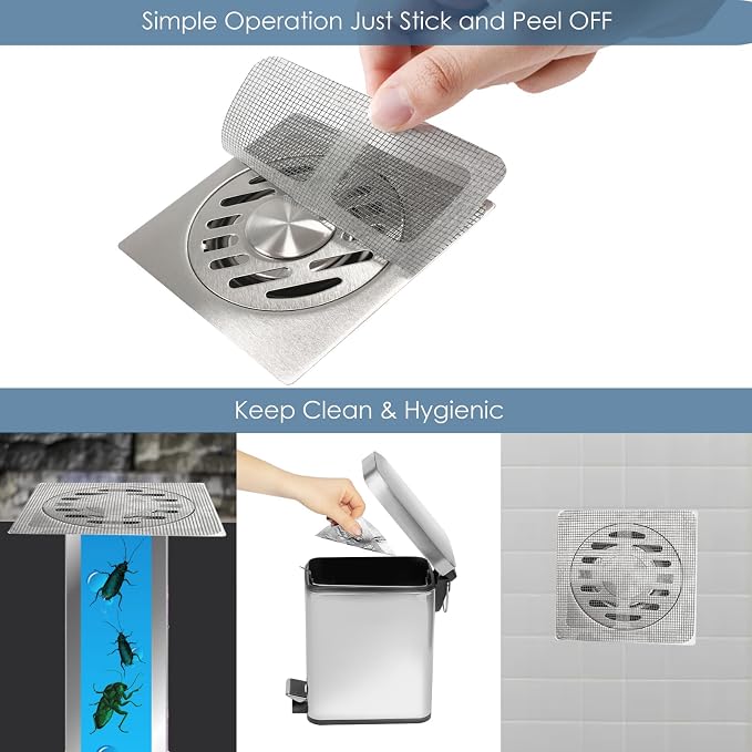 10Pcs Shower Drain Hair Catcher, Disposable Drain Stickers, Fine Mesh Freely - Image 6