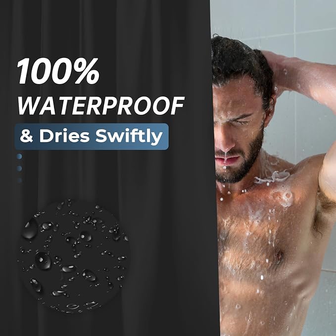 AmazerBath Stall Shower Curtain 36x72, Small Shower Curtain Liner Black Heavy - Image 6