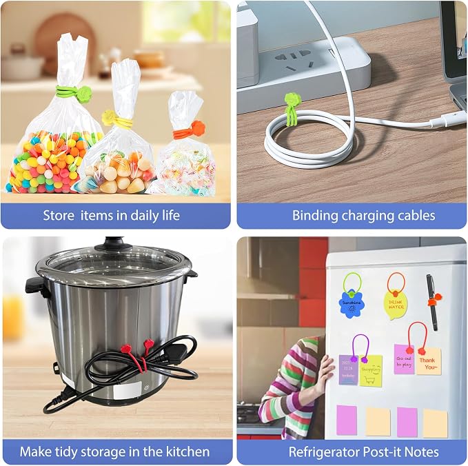 SOOOEC Magnetic Cable Ties 24 Pack, Cute Cloud 7.2" Silicone 8 Colors | Strong - Image 5