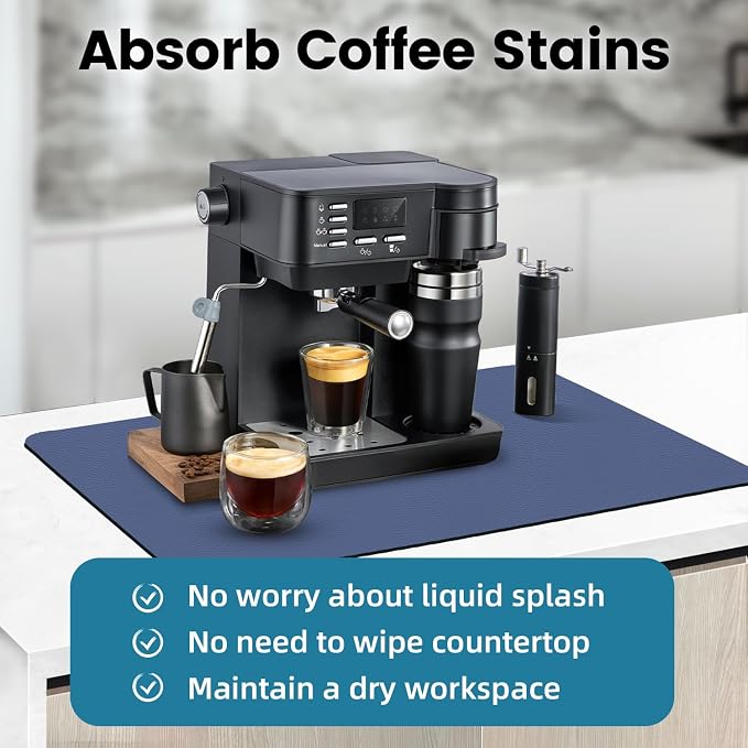 PoYang 24x16 Inch Coffee Mat, Large Dish Drying Mat, Stain-Hiding, Non-Slip & - Image 8