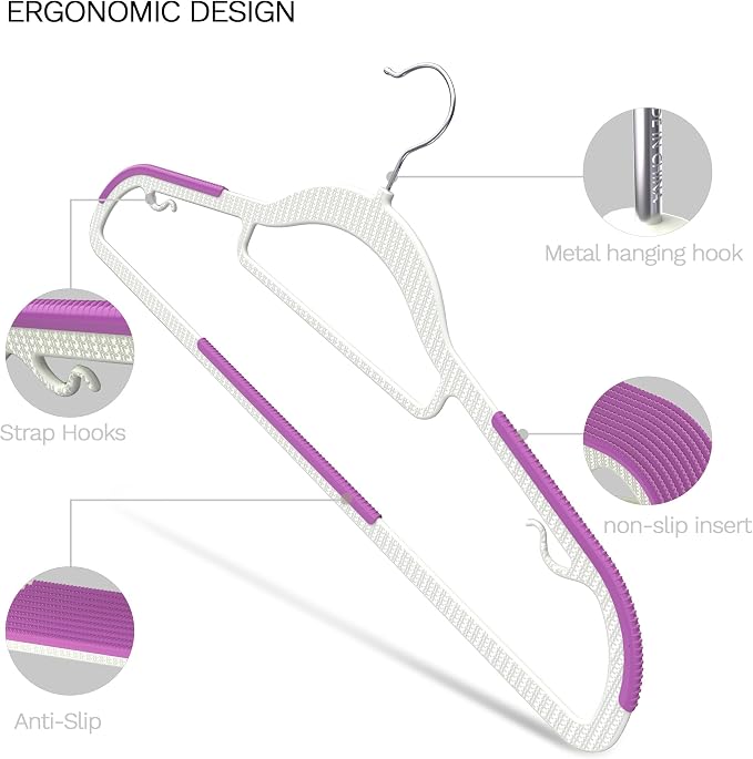 20 Pack Heavy Duty Plastic Hangers, Non Slip Clothes Hangers - Image 4