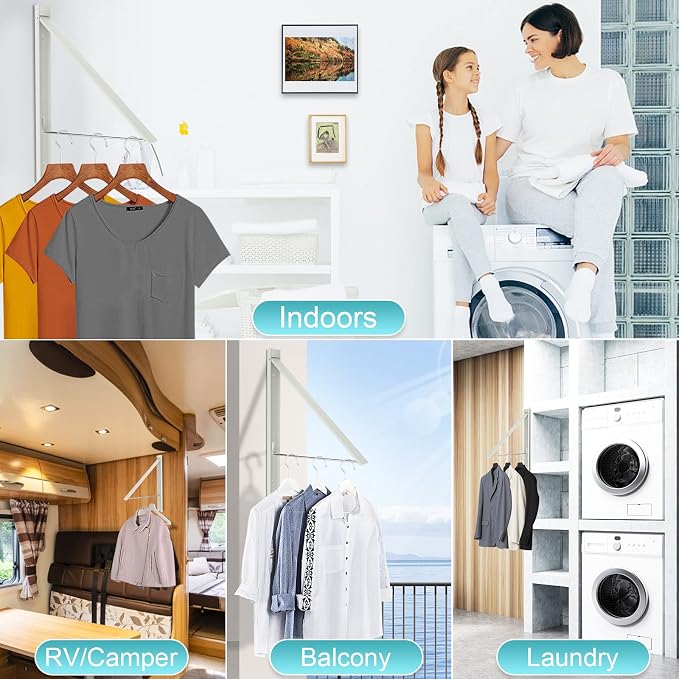 Ithywat Retractable Clothes Drying Rack，Space Saver Wall Mounted Folding Hanger - Image 8