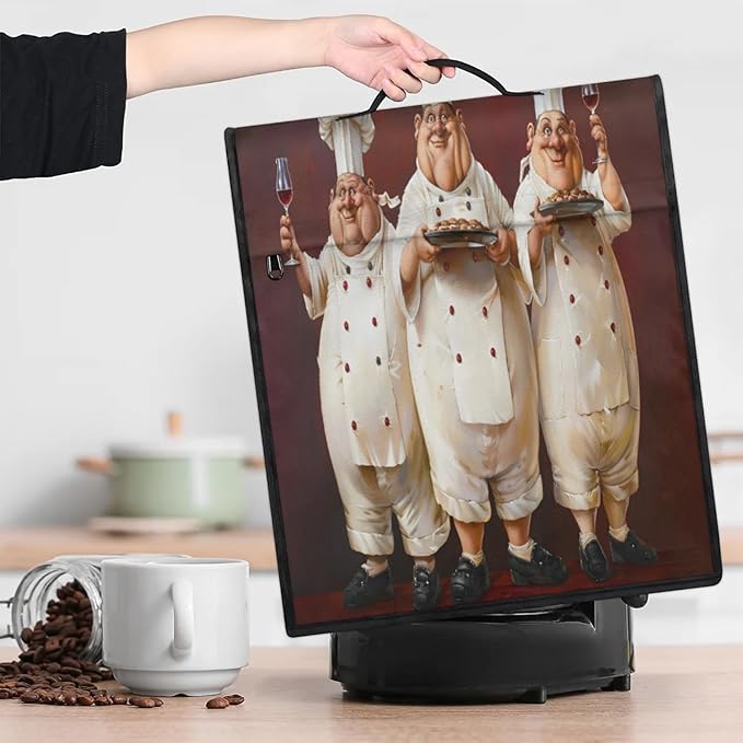 Kitchen Aid Mixer Cover Funny Chef Cook Stand Mixer Cover Compatible with 6-8 Quarts Stand Mixers, Dust Covers with Zipper Pocket Foldable Washable Kitchen Aid Organizer Bag