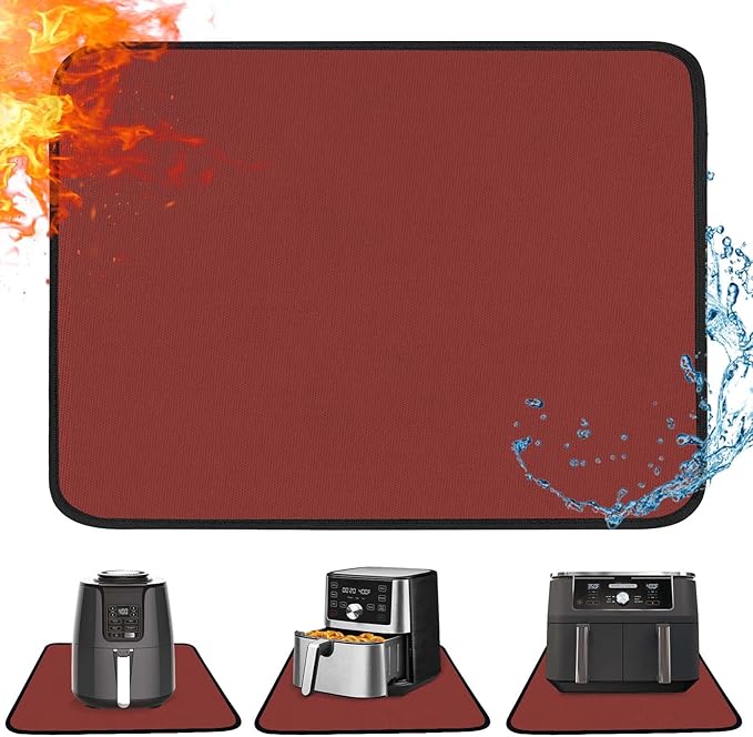 Heat Resistant Mat for Air Fryer, 16 x 24in Heat Resistant Mat for Countertop, Fireproof Silicone Countertop Protector Appliance Slider for Air Fryer, Coffee Maker, Toaster, Oven (Red)