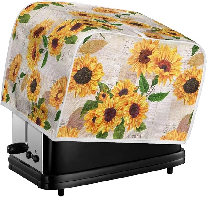 Vintage Sunflower Print Toaster Cover 2 Slice Dustproof Covers Small Appliance Cover Bread Maker Covers Dust Protection Kitchen Accessories