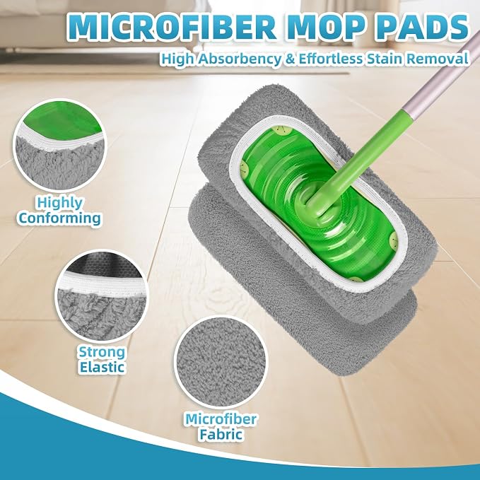 6 Pack Reusable Mop Pads for Swiffer, Washable Wet Pads Refill - Image 4