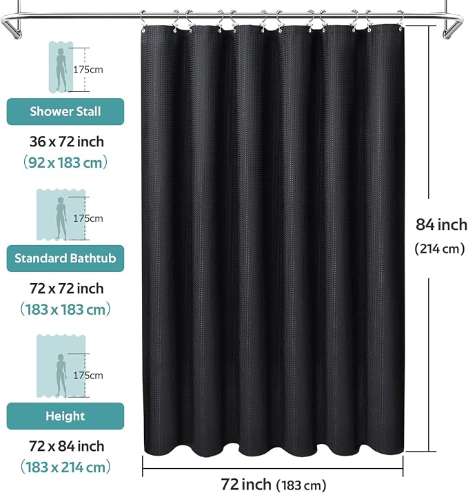 Vipfree 3 in 1 Shower Curtain Set, Waffle Shower Curtain and Liner Set - Image 6
