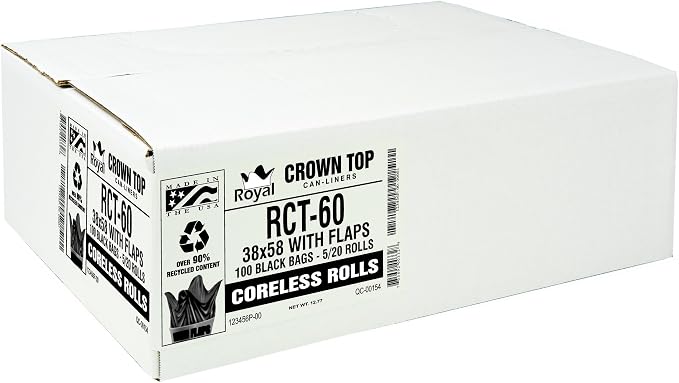 Aluf Plastics 60 Gal Black Coreless Roll Trash Bags, E-Z Tie - Image 4