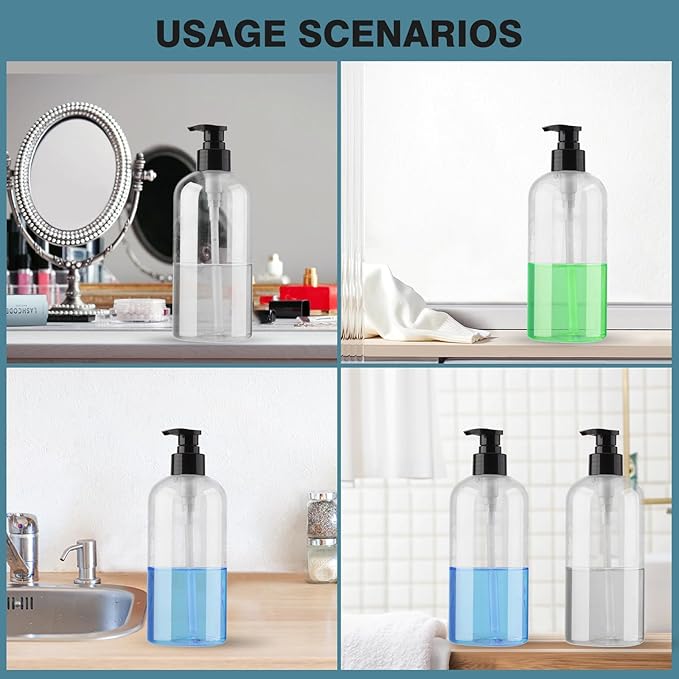 Plastic Pump Bottles Dispenser 2Pack 16.9oz Shampoo Bottle BPA Free | Empty - Image 5