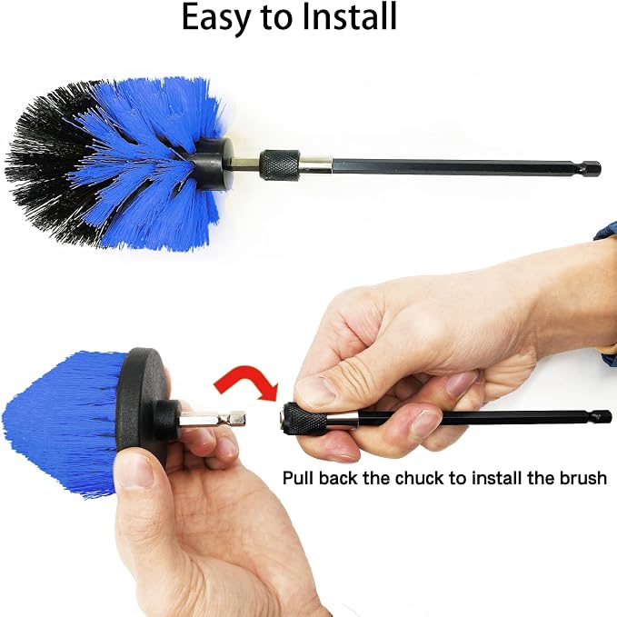 8 PackDrill Brush Attachment Set, 1/4in Power Scrubber Brush + Extend Long Rod - Image 5