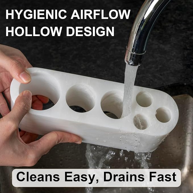 BCS Toothbrush Holder for Bathrooms, 6 Slots Marble Toothbrush and Toothpaste - Image 8