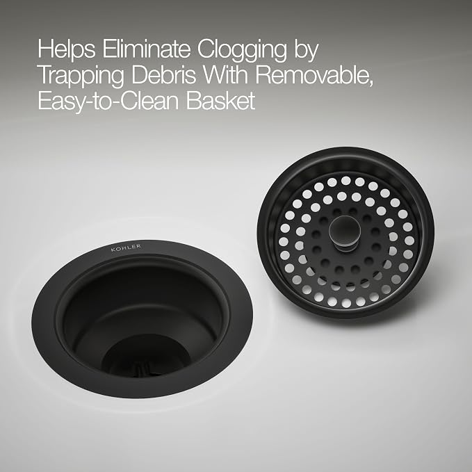 Kohler K-8803-BL Duostrainer Sink Strainer Basket, Matte Black - Image 6