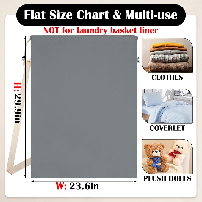 Canvas Laundry Bag with Shoulder Strap & Drawstring - Image 2