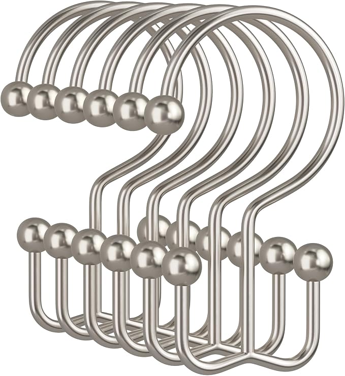 Amazer Nickel Shower Curtain Hooks, Rust-Resistant Metal Shower Hooks Shower by Amazer
