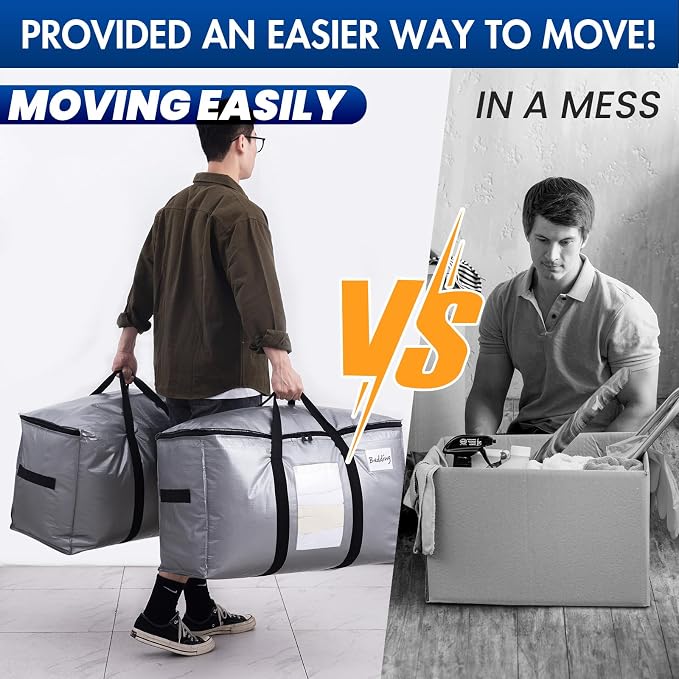 TAILI 2 Pack Silver Extra Large Moving Bags, Storage Bag - Image 6