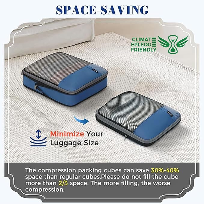 BAGAIL 4 Set/6 Set/8 Set Compression Packing Cubes Travel Accessories - Image 7