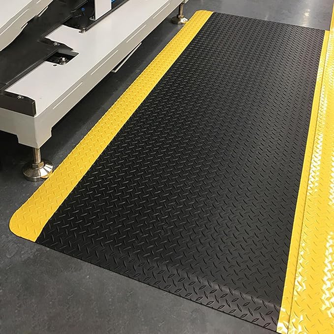 Anti Fatigue Mats Industrial 2' x 7' 15/16" Thick Sponge Base Heavy Duty Commercial Diamond Plate Ergonomic Standing Floor Mat Industrial Floor Mats Helps Relieve Back and Leg Soreness