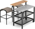GOFLAME Outdoor Patio Cart Table, Kitchen Shelf on Wheels with Flip Top, Trash Bag Holder, Movable Hooks, Side Handle, Rolling Dining Grill Table, 4-Tier Serving Cart for Home, Bar, with Chairs