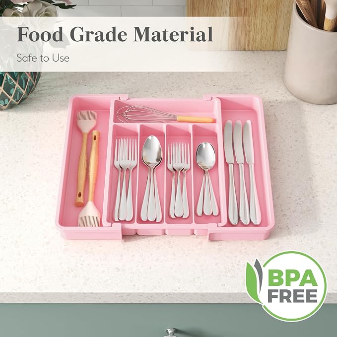 Lifewit Expandable Silverware Drawer Organizer, Kitchen Utensil Tray | BPA-free - Image 6