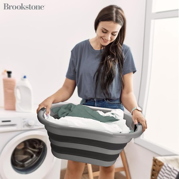 BROOKSTONE Collapsible Laundry Basket Set, Modern Medium Collapsible Basket Set - Image 2