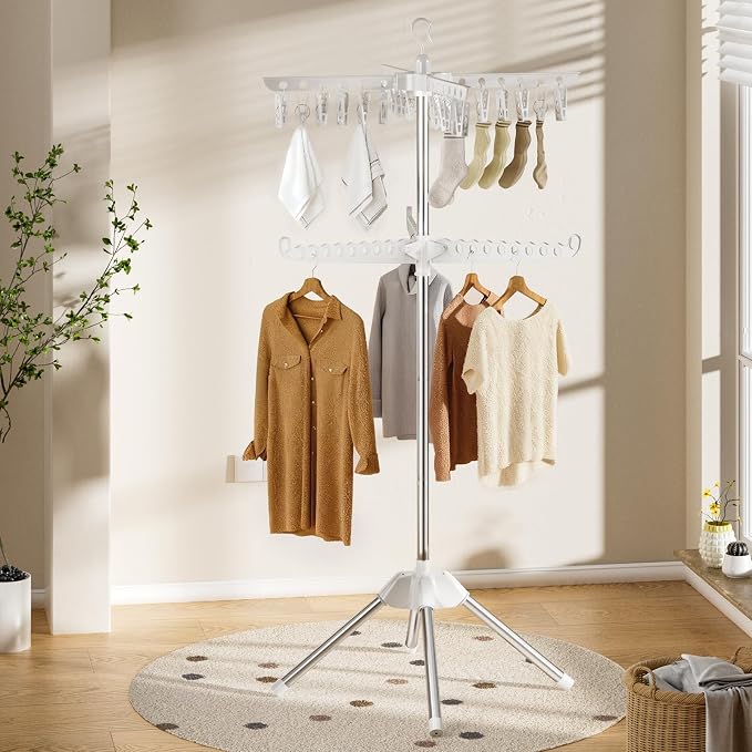 Abiglifty Rotatable and Foldable Clothes Drying Rack, Space Saving Free - Image 7