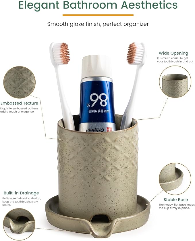 Zoeeker Toothbrush Holders for Bathrooms, Self-draining Toothbrush Holder | - Image 3